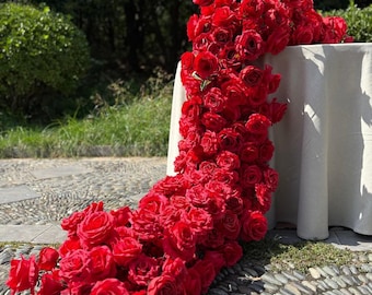 Ships from Houston/ Burgundy Red Rose Wedding Arch, Artificial Floral Table Arrangement, Garland, Flower Row Decoration for Parties Weddings