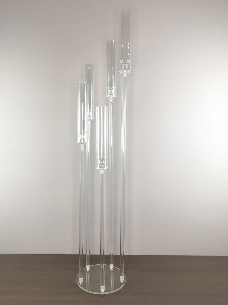 Full Clear High Candle Holder Acrylic Light Pole With Crystal Etsy