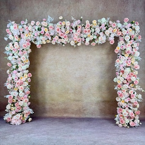 US Seller – Blush Pink Rose Wildflower-Style Artificial Wedding Arch Flowers, Faux Flower Garland, Table Decor, Wedding Backdrop Decoration