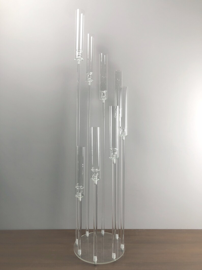 Full Clear High Candle Holder Acrylic Light Pole With Crystal Etsy
