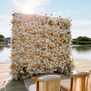 50% Off！Ships from Houston/Blush Pink and White 5D Fabric Backdrop Flower Wall, Wedding Party Photo Background, Wedding Decoration