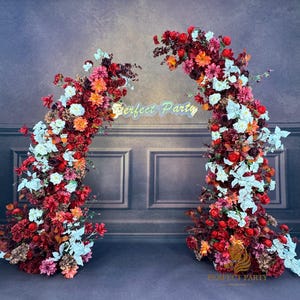 U.S. local stock-Burgundy Wedding Spring  Summer Wedding Arch Décor.Wedding Archway Artificial Rose Archway,Flower Row Arrrangement