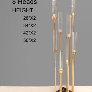 50''Gold 8 Arm Metal Cluster Candle Holder, Tall Stand Glass Candles, Candle Holders, Wedding, Shower Party, Event Table Centerpiece image 5