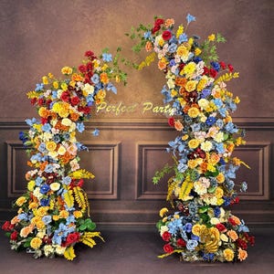 U.S. local stock-Wildflower-Inspired Spring & Summer Wedding Arch Décor, Artificial Rose Archway ,Floral Row Arrangement for Weddings Events