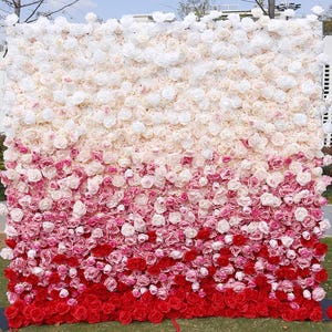 5D Rose Flower Wall 8*8ft  - Flower Wall Rolling Up Curtain Wall,  flower wall Fabric Backdrop，Artificial rolling up curtain flower wall