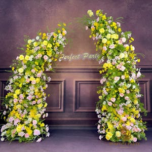 US Seller----Wedding Archway with Spring Vitality – Floral Row Arrangement for Marriage, Wedding Pillars, and Event Backdrop Decoration