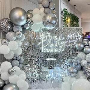 Big Sale 30% OFF!!Shimmer Wall Backdrop Sliver Wall Panels Square Sequin Shimmer Wall Backdrop Decoration for Birthday Party,Wedding