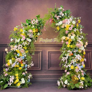 US Seller---Wedding Archway with Spring Vitality – Floral Row Arrangement for Marriage, Wedding Pillars, and Event Backdrop Decoration