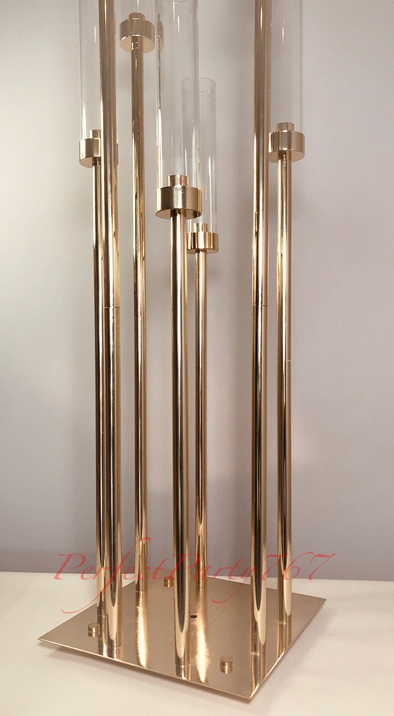 50''Gold 8 Arm Metal Cluster Candle Holder, Tall Stand Glass Candles, Candle Holders, Wedding, Shower Party, Event Table Centerpiece image 7