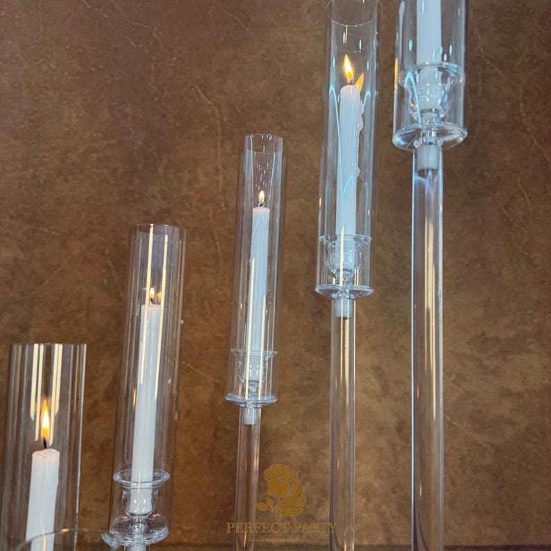 Full Clear High Candle Holder, Acrylic Light Pole With Crystal Glass ...