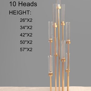 57''10 Arm Gold Cluster CandelabraGlass Tall Large Candle holder Heavy Metal candleabra Engagement Showers Birthday image 4