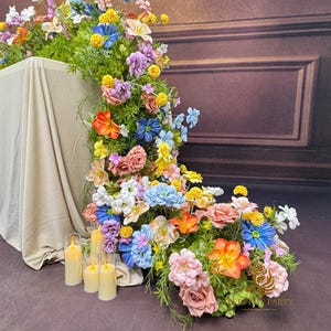 US Seller----Wildflower-Inspired Spring Wedding Artificial Floral, Table Flower Runner, Rustic Flower Row ,Flower Row for Wedding Aisle