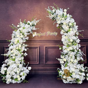 U.S. local stock - Wedding Archway Artificial Ivory Rose  Archway,Flower Row Arrrangement Marriage Wedding PillarFlower,Wedding Flower Party