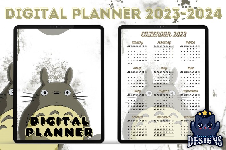 Totoro Digital Planner 2023 2025 Calendar Notes and Etsy
