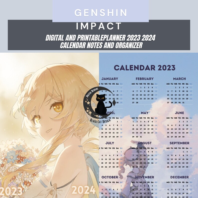 Genshin Impact Digital Planner 2023 2024 Calendar Notes and Etsy UK