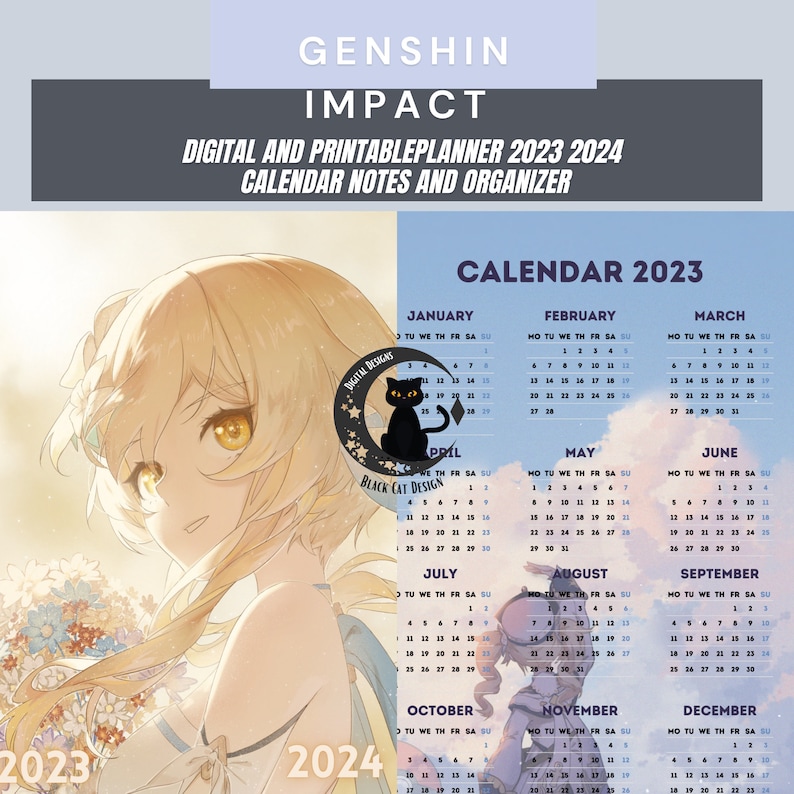 Genshin Impact Digital Planner 2023 2025 Calendar Notes and Etsy UK