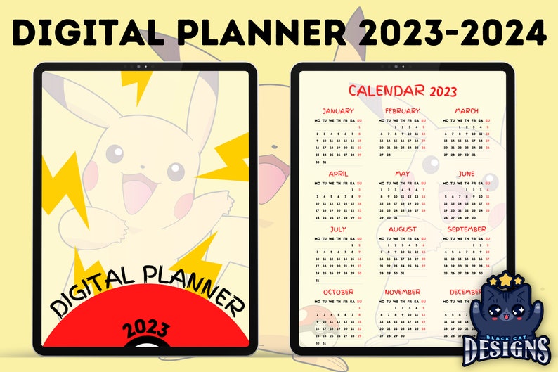 Pikachu Digital Planner 2023 2024 Calendar Notes and Etsy España