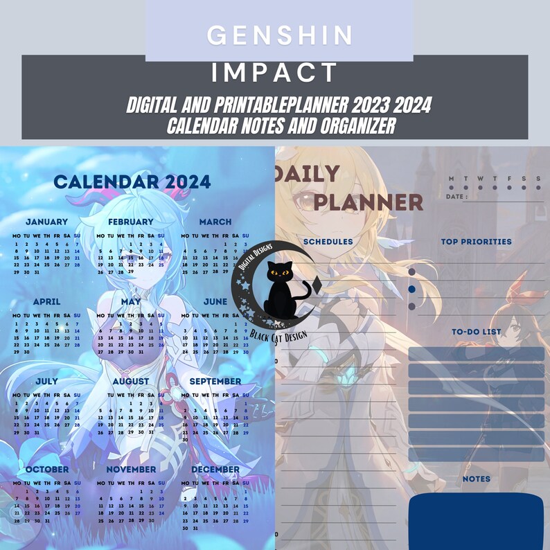 Genshin Impact Digital Planner 2023 2024 Calendar Notes and Etsy España