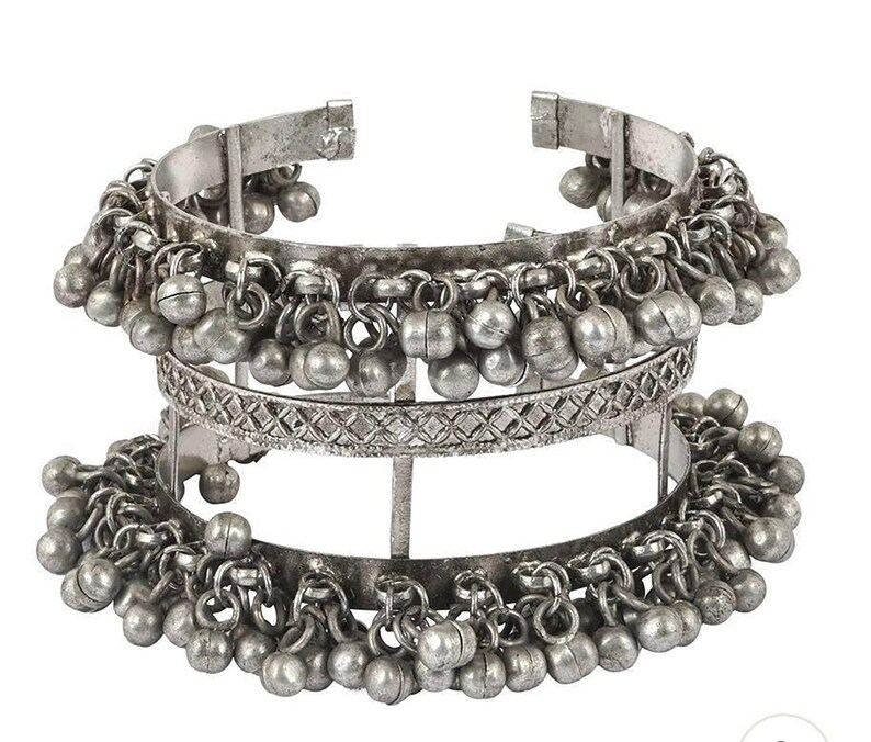 Buy Ghungroo Cuff Kada Bracelet, Oxidized German Silver Adjustable