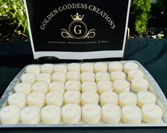 Pure & Elegant Unscented Soy Tea Light Candles
