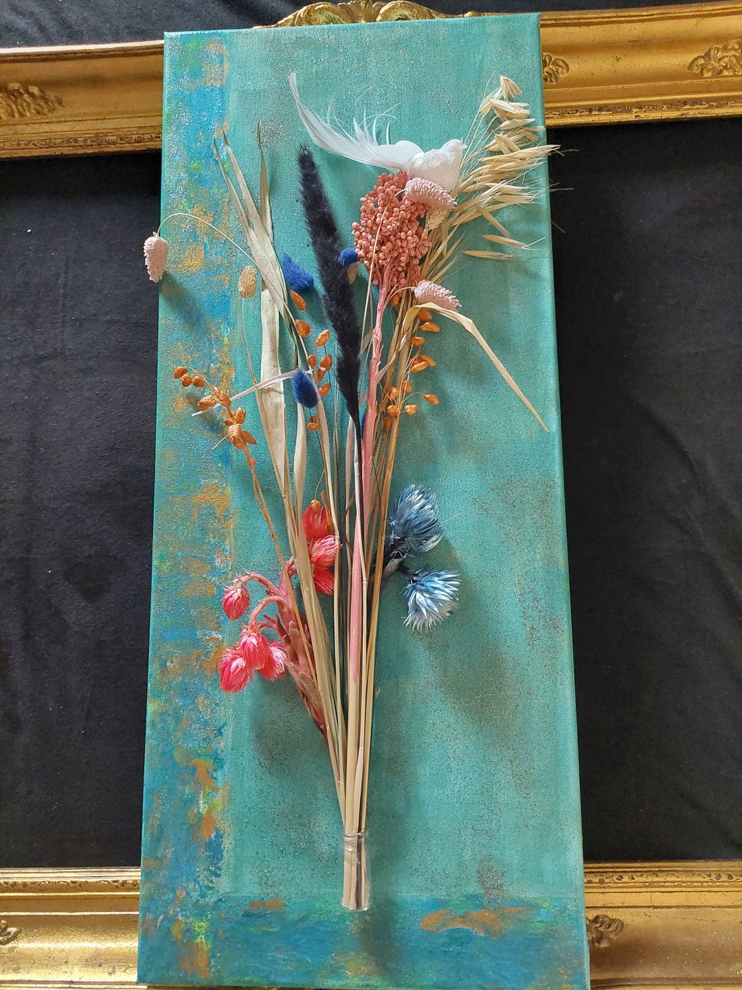 Bouquet No. 1 Painting With Acrylic Paint Dried Flowers a Etsy