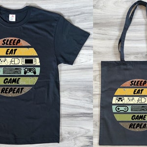 Sleep Eat Game Repeat T-Shirt and Tote Bag Set - Epic Gaming Design