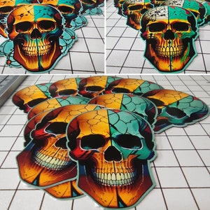 Abstract Skull Stickers Set - Three Different Designs in One - Varying Sizes and Quantities