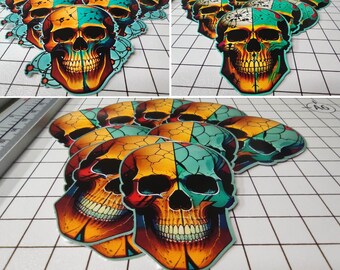 Juego de pegatinas de calaveras abstractas - Tres diseños diferentes en uno - Varios tamaños y cantidades