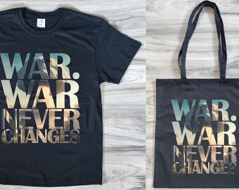 War Never Changes T-Shirt and Tote Bag Set - Fallout Inspired Men&#39;s and Women&#39;s Tee + Tote