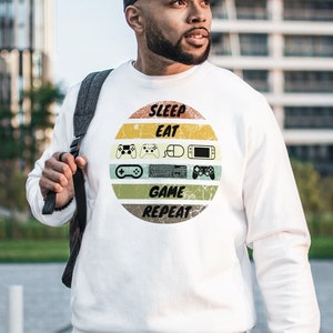 Sleep, Eat, Game, Repeat - Printable Art Design - SVG and PNG Digital Download