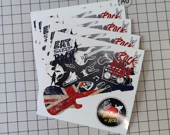 Rock n' Roll Aufkleber Set: Pop Art Schallplatten Designs