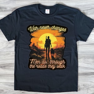 Lone Wanderer and Dogmeat Black T-shirt - War Never Changes Original Design Graphic Tee