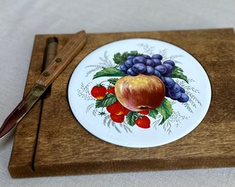 Cheese Board with Knife, Vintage Tile and Wood,  MCM Charcuterie