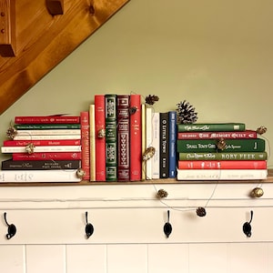 Christmas Book Stack: Red & Green Holiday Decor, Set of 3