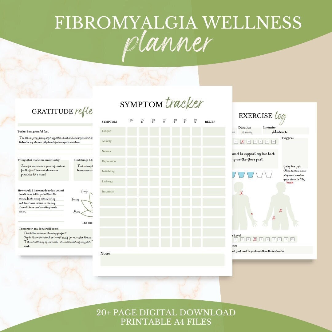 Fibromyalgia Printable Wellness Planner Green Symptom Tracker Chronic ...