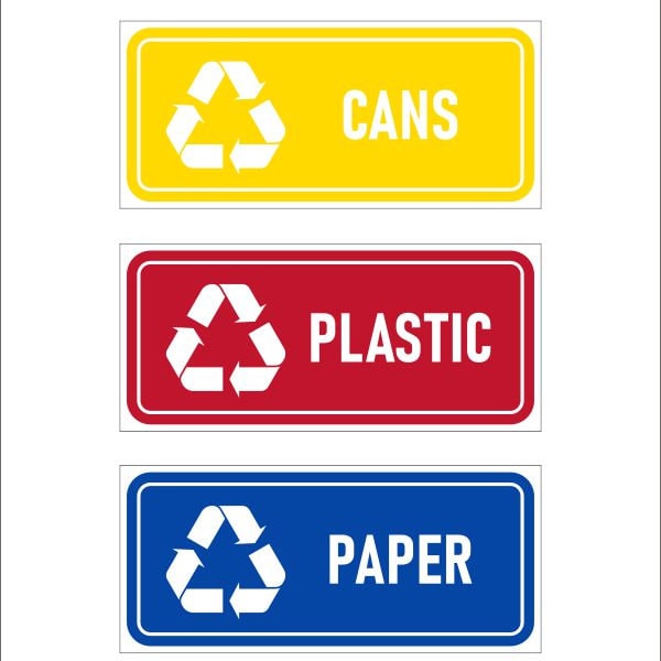 Set of Recycling Bin Stickers, x4 stickers/pack, Mixed  Bin Stickers, Vinyl sticker