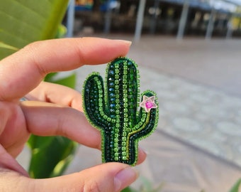 Handmade Cactus Brooch, Brooch, Handmade Personal Pin,Handmade Special Brooch,Silver Letter Brooch,