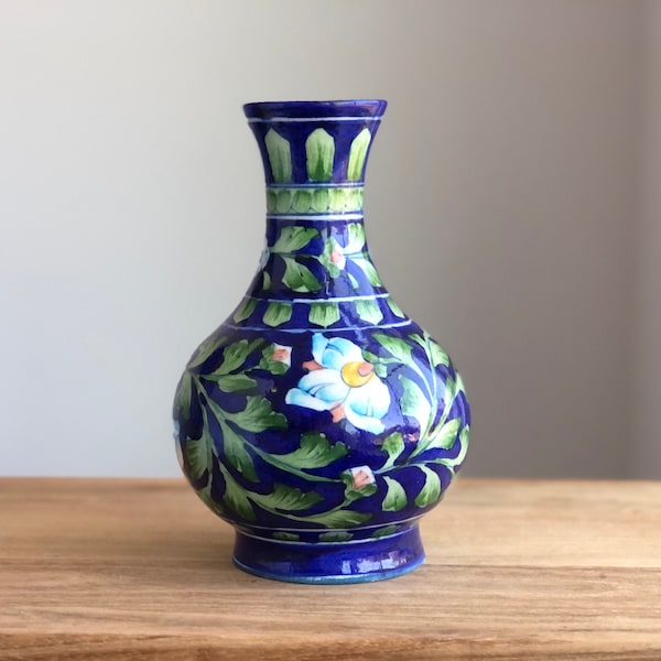 Pretty Blue Hand Painted Vase