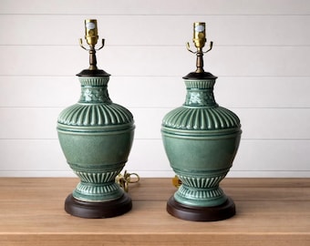 Pair of Vintage Oriental Accents brand - Table Lamps - Celadon