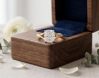 Cushion Cut Moissanite Engagement Ring | Split Shank Wedding Ring for Women | Solitaire Anniversary Ring | Promise Ring Gift