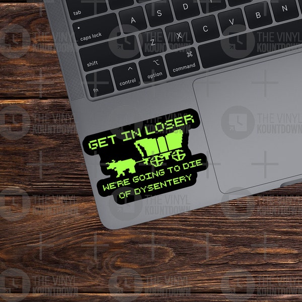 Get In Loser We're Going to Die of Dysentery | Funny Sticker for Laptop, Water Bottle, Cellphone, Computer | High Quality Vinyl Sticker