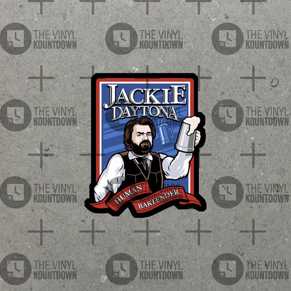 Jackie Daytona Human Bartender | Funny Vampire Sticker for Toolbox, Hard Hat, Laptop, Water Bottle, Computer | High Quality Vinyl Sticker