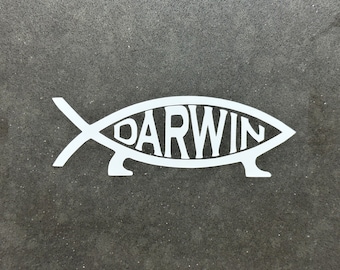 Darwin Fish! | Free-Thinking, Science-Believing, Educated, Atheist Gift! | Logic, Humanist, Darwinism | High Quality Permanent Vinyl Decal