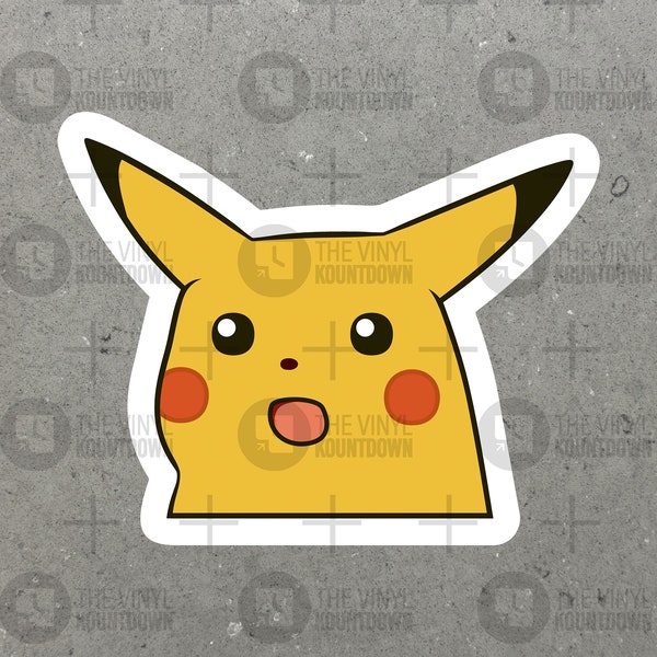 Surprised Pikachu | Funny Meme Sticker For Laptop, Bottle, Hydroflask, Phone, Hard Hat, Toolbox, Car | High Quality Vinyl Sticker
