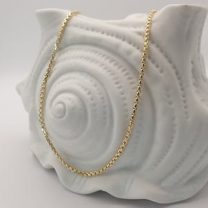 18K Gelbgold Box Kettenhalskette, 16,18,20,22,24 Zoll, Echtgold Kette, Box Gliederkette, Box Kette Gold, Frauen Männer