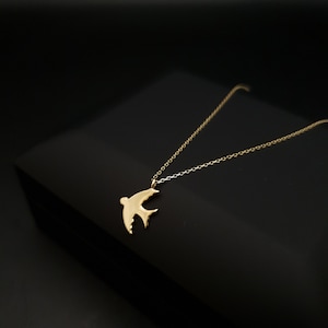 18K Real Gold Swallow Necklace, Swallow Pendant, best gift for her, Swallow design necklace, bird design necklace, birthday gift