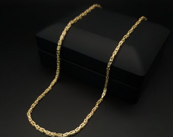 18K Solid Gold Byzantine Chain Necklace -Thickness-2.3mm/ Real 18k Gold ,For Him ,for Her, Birthday Gift,Anniversary Gift