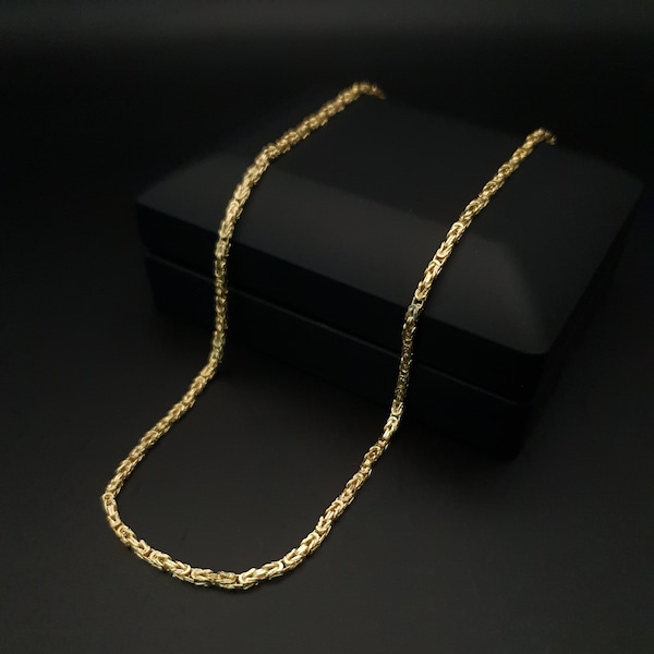 18K Solid Gold Byzantine Chain Necklace -Thickness-2.3mm/ Real 18k Gold ,For Him ,for Her, Birthday Gift,Anniversary Gift