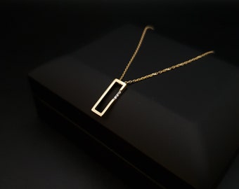幾何学的なネックレス、ゴールドの長方形ネックレス、彼女へのギフト