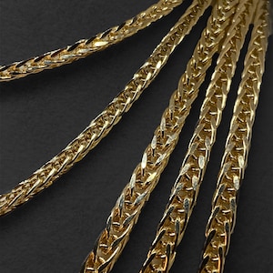 14k solid Gold Franco Necklace Diamond cut ,Square Chain, Franco foxtail chain, Trending gold chain, birthday Gift , For her ,for Him